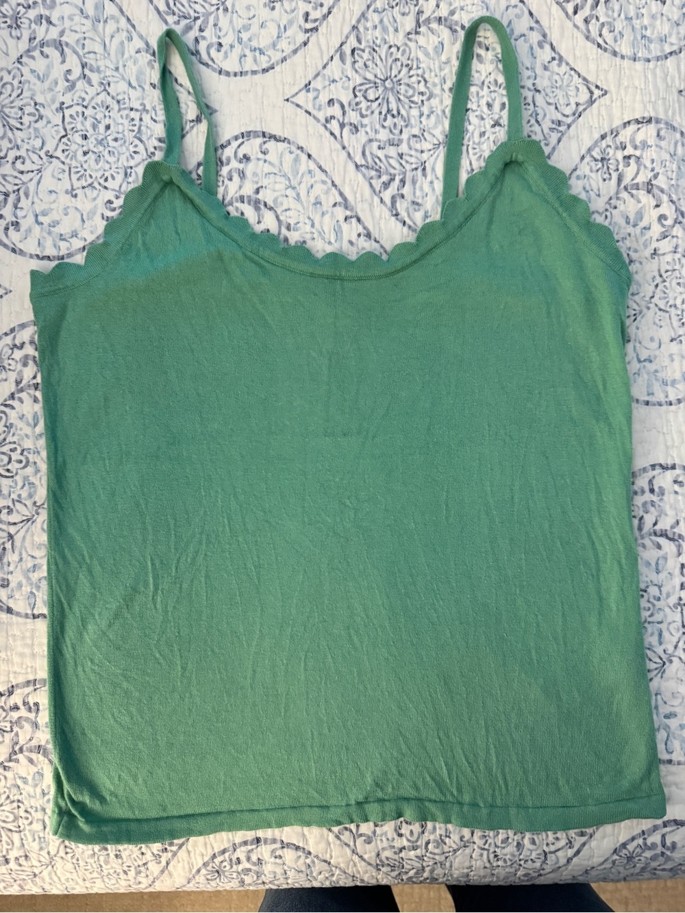 J. Crew Green Scallop-Edge Camisole